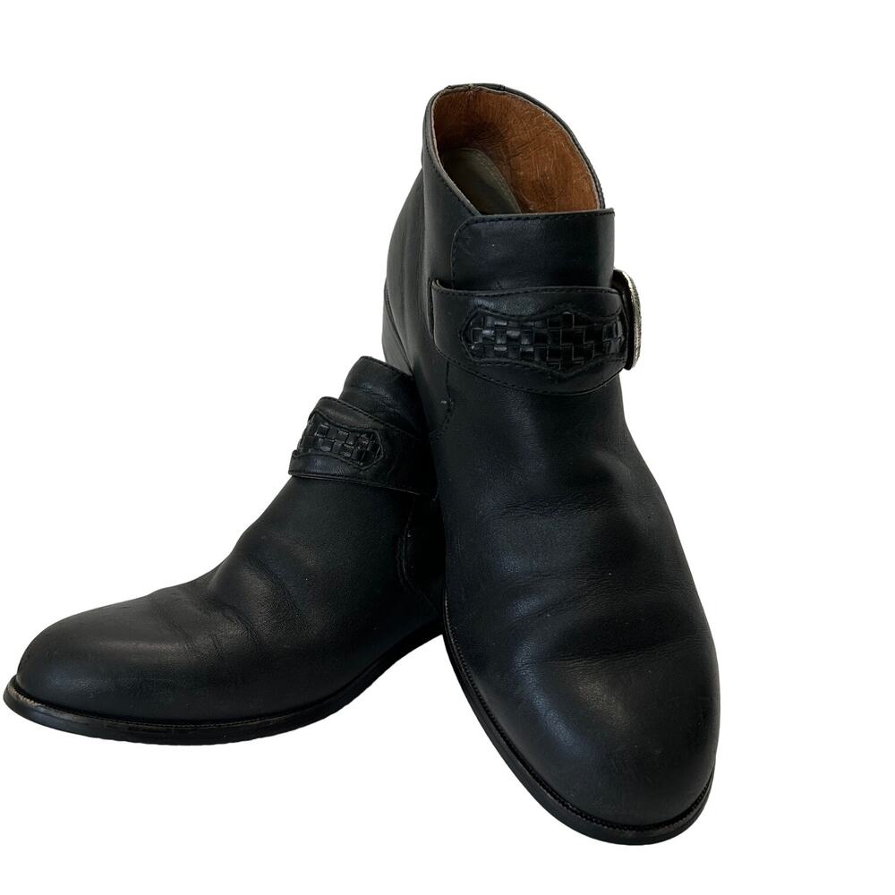 Ariat Western Style Black Leather Buckled‎ Ankle Booties Women's Size 7.5B
